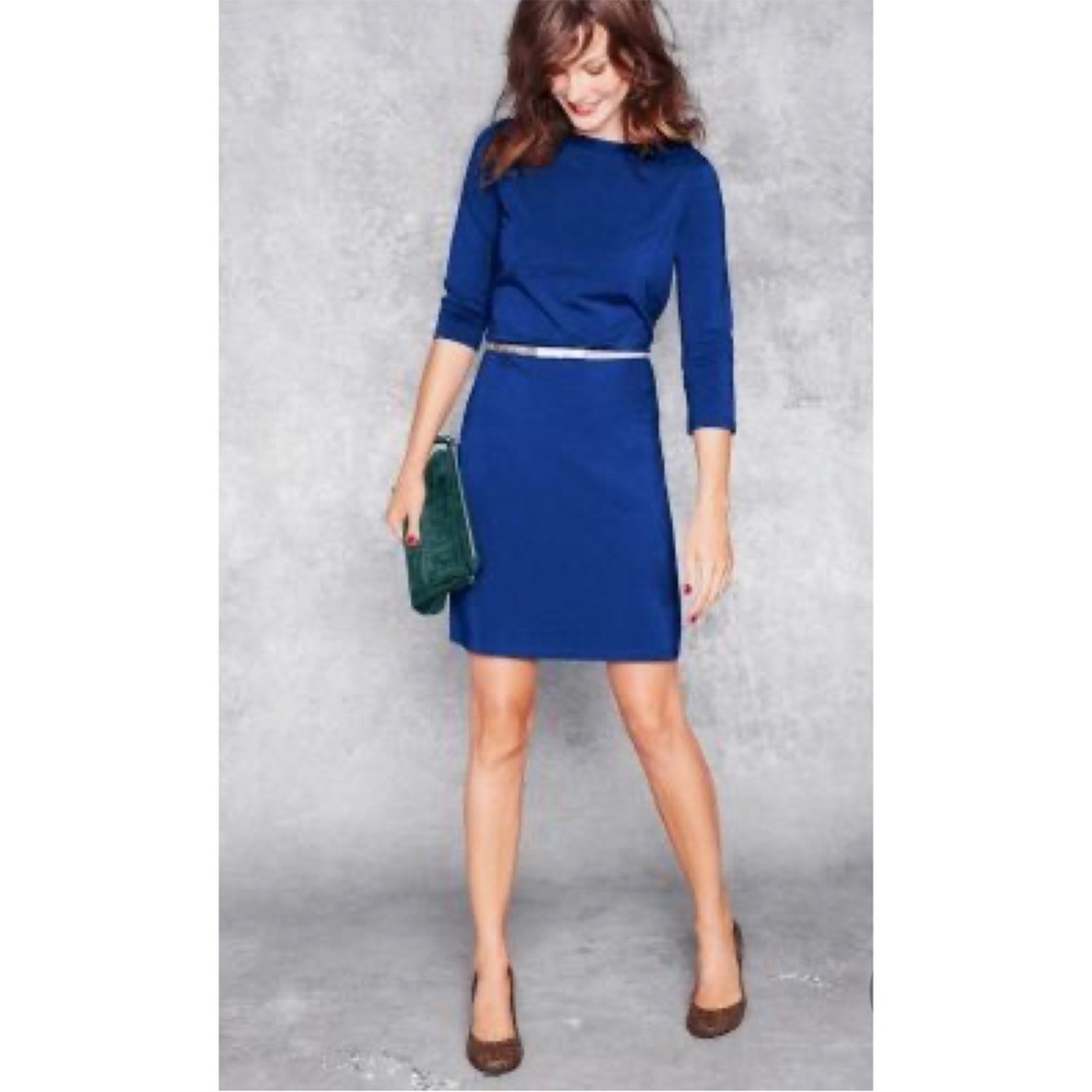 Garnet Hill Modern A Line Knit Blue Dress